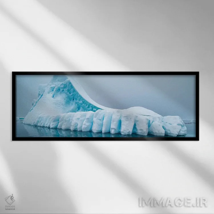 تابلو دکوراتیو Iceland" - "یخچال طبیعی در حال جریان به سوی اقیانوس، ای… اثر پانورامیک ایمجز - نمای قابدار مشکی