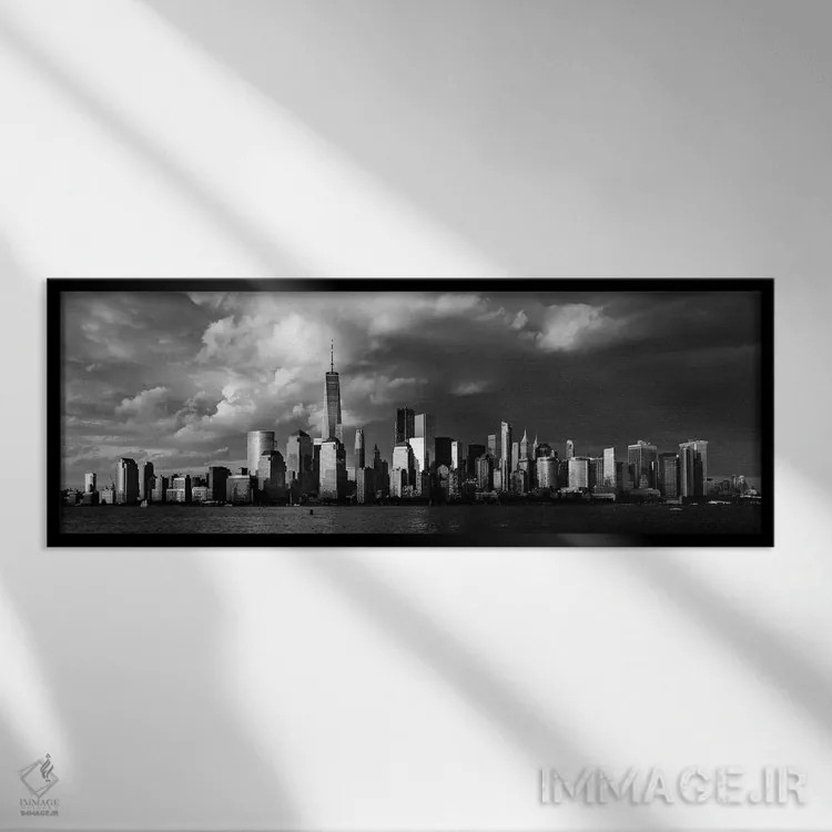 تابلو دکوراتیو Freedom Tower, NY" - "غروب خیره کننده شهر نیویورک در سی… اثر پانورامیک ایمجز - نمای قابدار مشکی