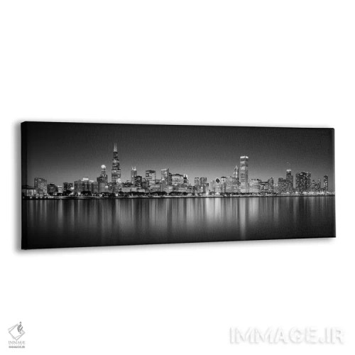 تابلو دکوراتیو انعکاس آسمان خراش ها در دریاچه، دریاچه میشیگان، شیکاگو… اثر پانورامیک ایمجز - نمای پرسپکتیو محصول