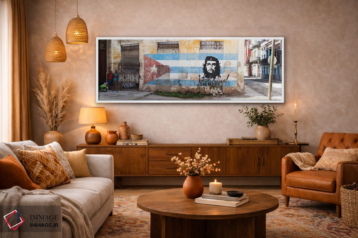 تابلو دکوراتیو Havana, Cuba" - "مقصد دیواری چگوارا روی پرچم کوبا، هاوا… اثر پانورامیک ایمجز - D4W