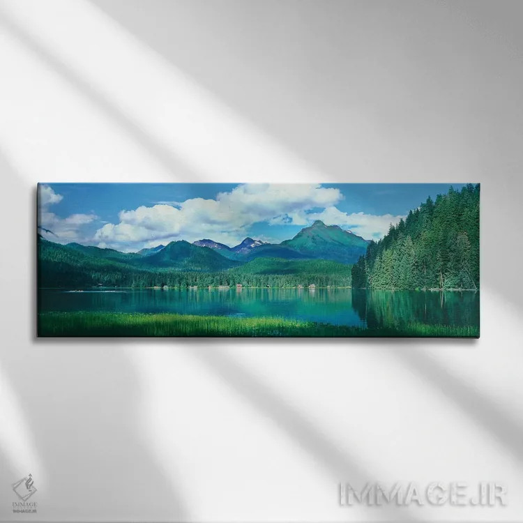 تابلو دکوراتیو انعکاس درختان در دریاچه، دریاچه جونو، آلاسکا، ایالات مت… اثر پانورامیک ایمجز - نمای روبهرو روی دیوار