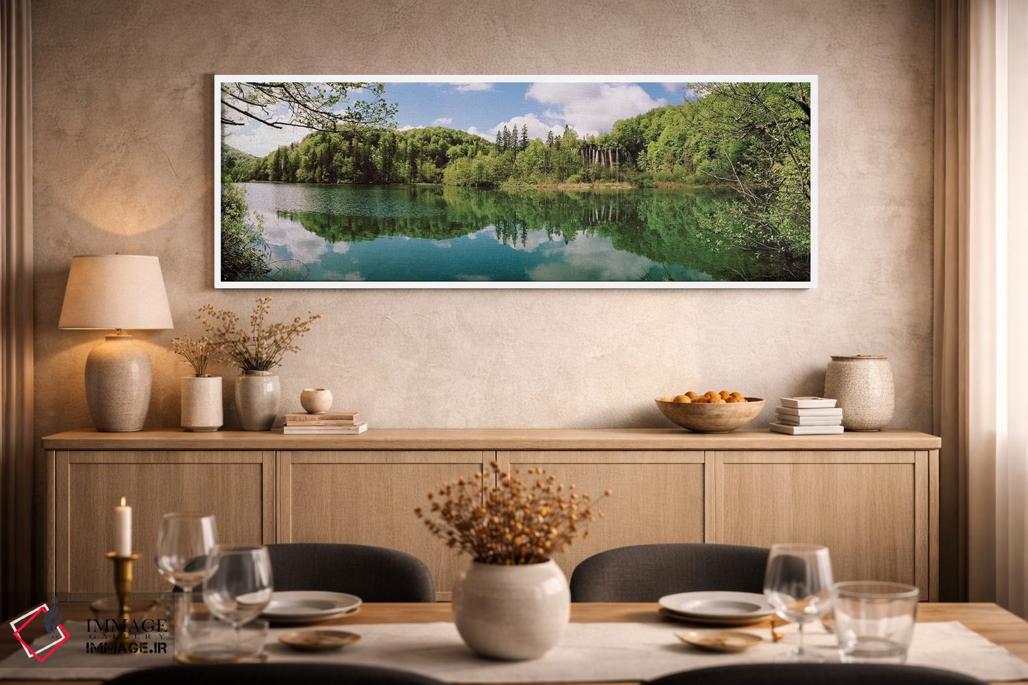 تابلو دکوراتیو انعکاس درختان و ابرها روی آب، پارک ملی دریاچه های پلیتو… اثر پانورامیک ایمجز - D1W