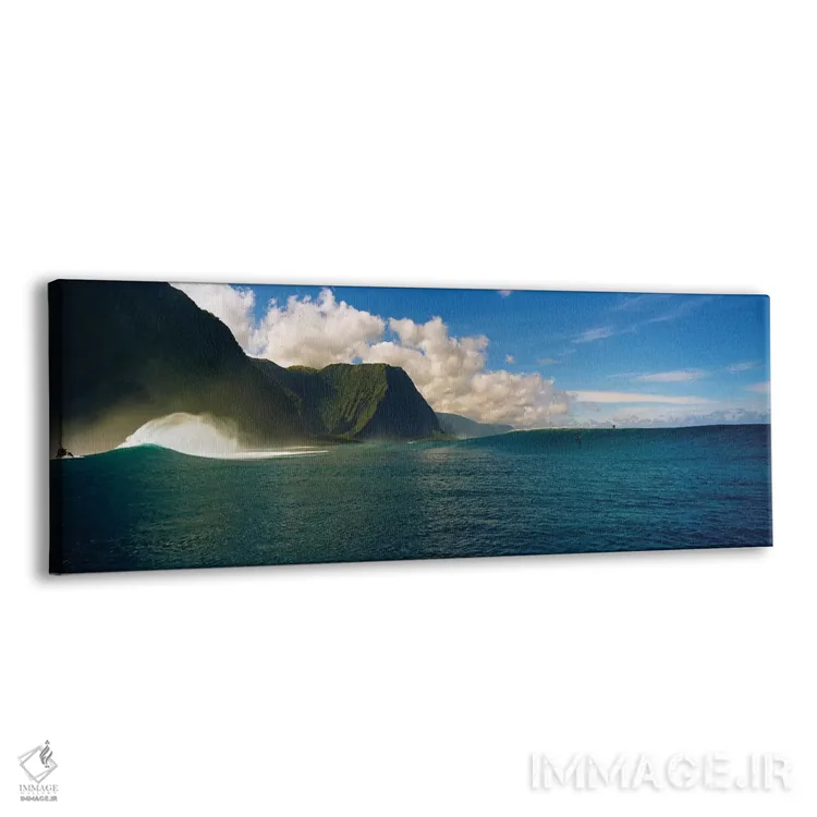 تابلو دکوراتیو امواج متحرک با کوه ها در پس زمینه، مولوکای، هاوایی اثر پانورامیک ایمجز - نمای پرسپکتیو محصول