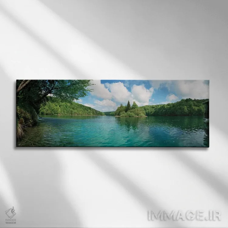 تابلو دکوراتیو نمای زیبای یک دریاچه، پارک ملی دریاچه های پلیتویس، شهرس… اثر پانورامیک ایمجز - نمای روبهرو روی دیوار
