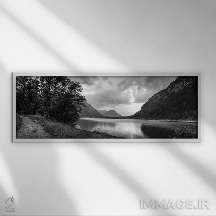 تابلو دکوراتیو نمای زیبا از دریاچه، دریاچه سیلوین اشتاین، بایرن، آلمان اثر پانورامیک ایمجز - نمای قابدار سفید