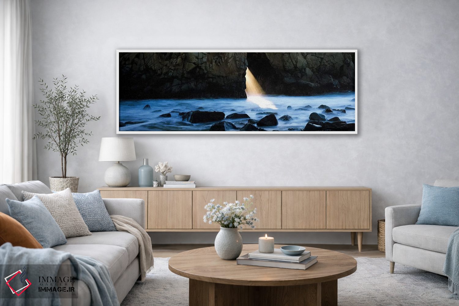 تابلو دکوراتیو سنگ ها در یک رودخانه، قوس پفایفر، بیگ سور، کالیفرنیا، ا… اثر پانورامیک ایمجز - D3W