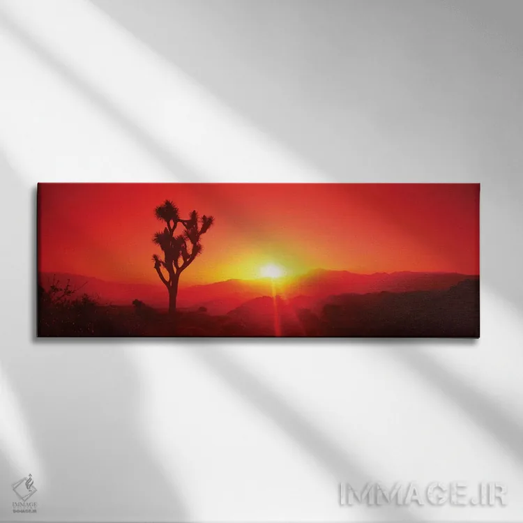 تابلو دکوراتیو سیلوئت درخت جاشوا در هنگام غروب، پارک ملی درخت جاشوا، ک… اثر پانورامیک ایمجز - نمای روبهرو روی دیوار