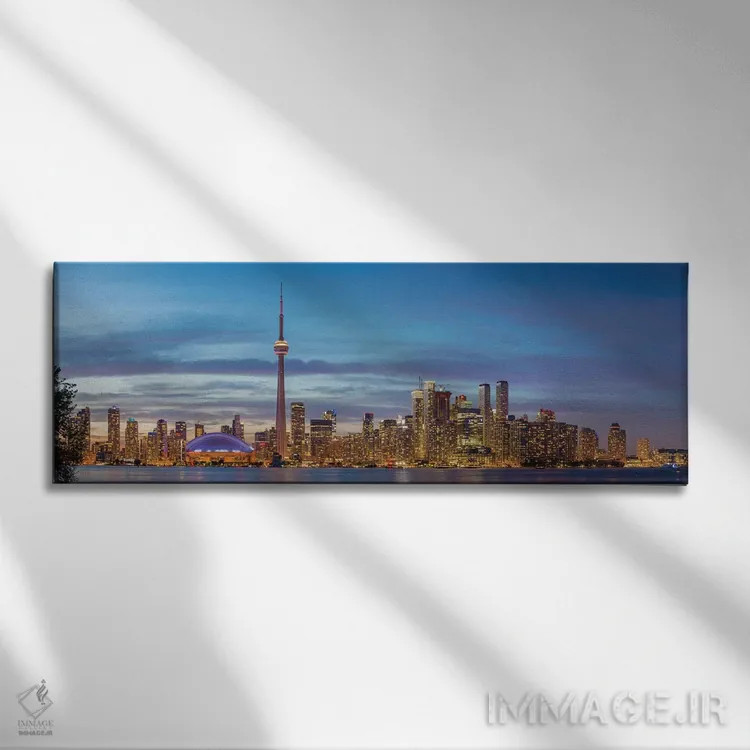 تابلو دکوراتیو نمای افق و برج CN از پارک جزیره تورنتو، تورنتو، انتاریو… اثر پانورامیک ایمجز - نمای روبهرو روی دیوار