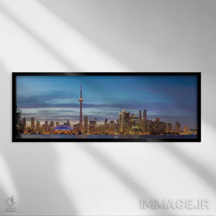 تابلو دکوراتیو نمای افق و برج CN از پارک جزیره تورنتو، تورنتو، انتاریو… اثر پانورامیک ایمجز - نمای قابدار مشکی