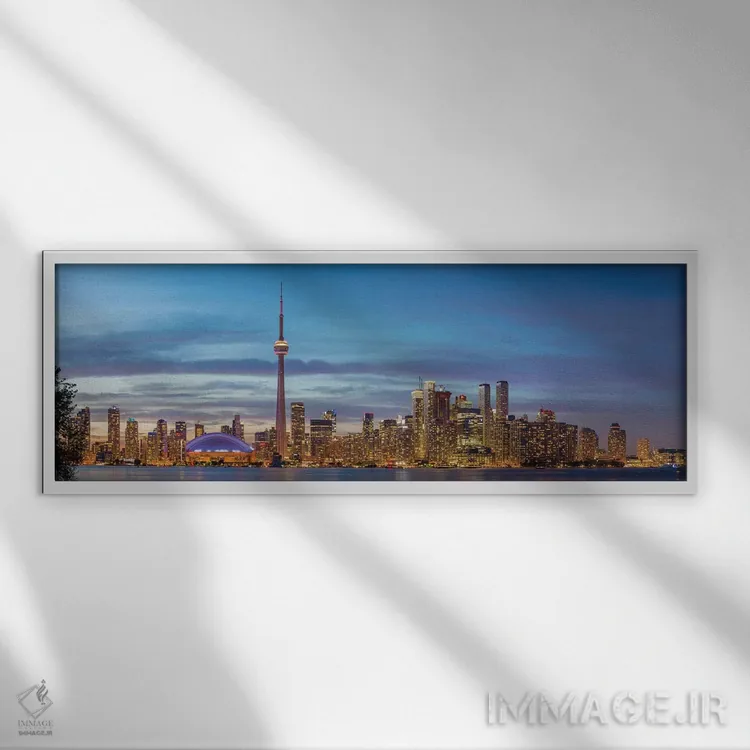تابلو دکوراتیو نمای افق و برج CN از پارک جزیره تورنتو، تورنتو، انتاریو… اثر پانورامیک ایمجز - نمای قابدار سفید