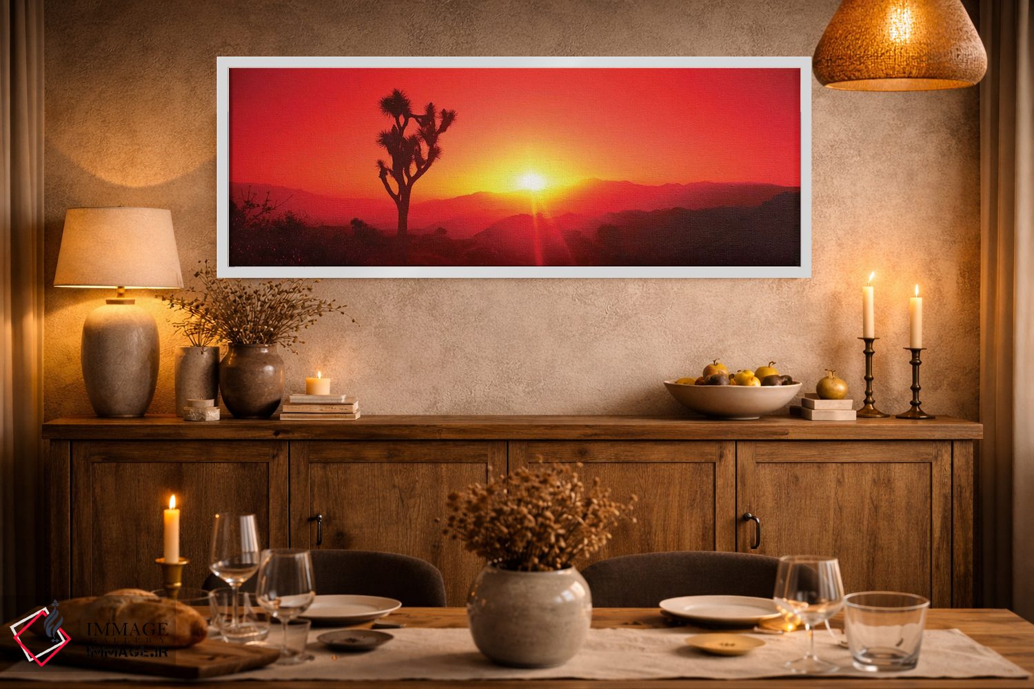 تابلو دکوراتیو سیلوئت درخت جاشوا در هنگام غروب، پارک ملی درخت جاشوا، ک… اثر پانورامیک ایمجز - D2W