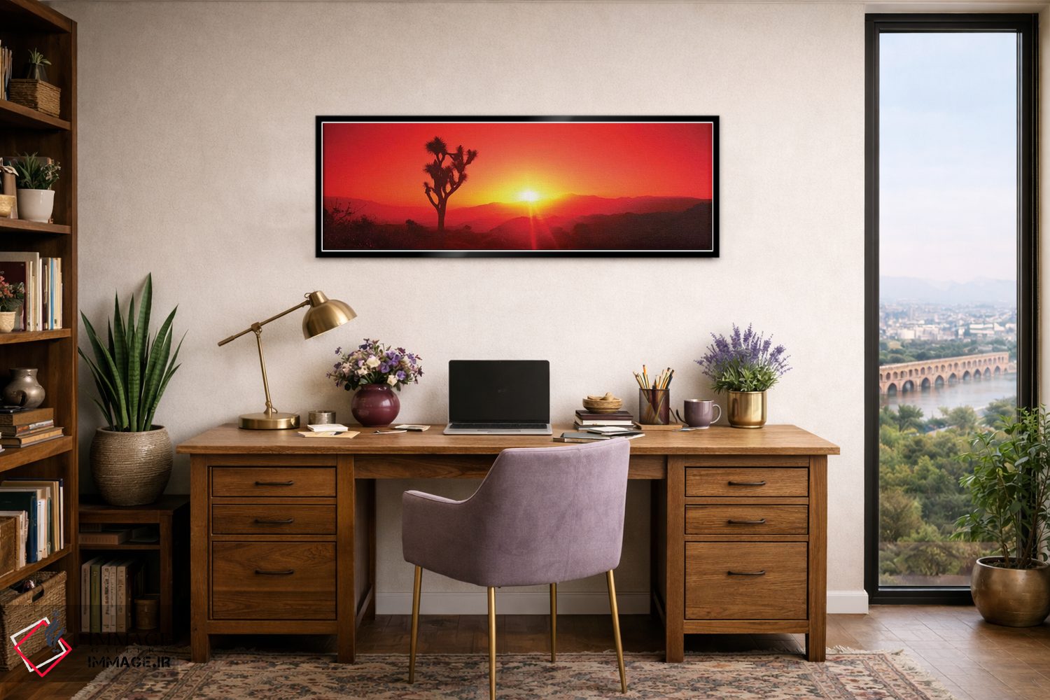 تابلو دکوراتیو سیلوئت درخت جاشوا در هنگام غروب، پارک ملی درخت جاشوا، ک… اثر پانورامیک ایمجز - D3B