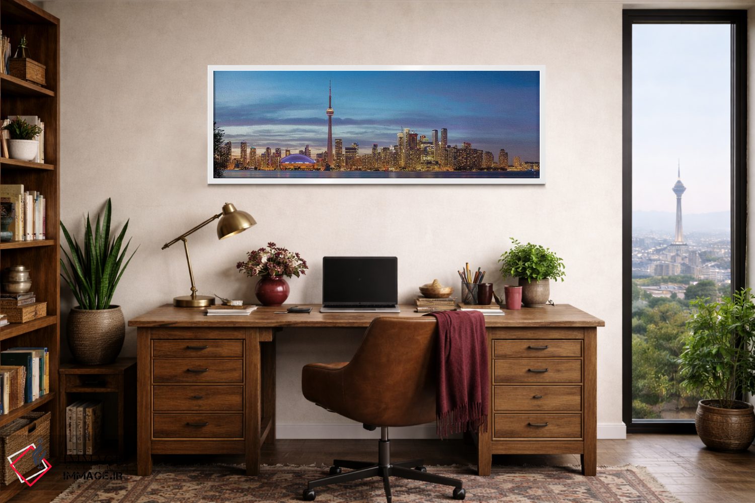 تابلو دکوراتیو نمای افق و برج CN از پارک جزیره تورنتو، تورنتو، انتاریو… اثر پانورامیک ایمجز - D1W