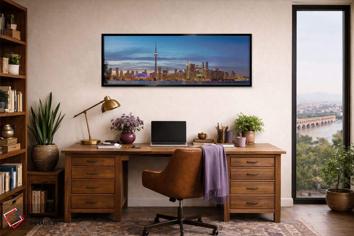 تابلو دکوراتیو نمای افق و برج CN از پارک جزیره تورنتو، تورنتو، انتاریو… اثر پانورامیک ایمجز - D2B