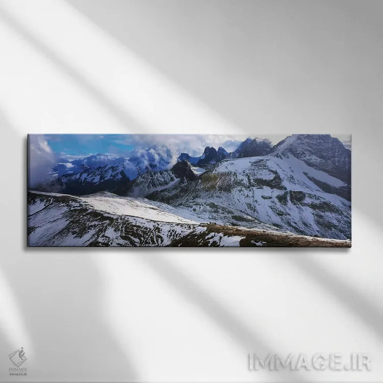 تابلو دکوراتیو رشته کوه های پوشیده از برف در برابر آسمان ابری، پارک اس… اثر پانورامیک ایمجز - نمای روبهرو روی دیوار
