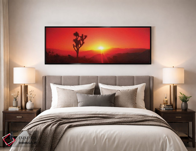 تابلو دکوراتیو سیلوئت درخت جاشوا در هنگام غروب، پارک ملی درخت جاشوا، ک… اثر پانورامیک ایمجز - D5B