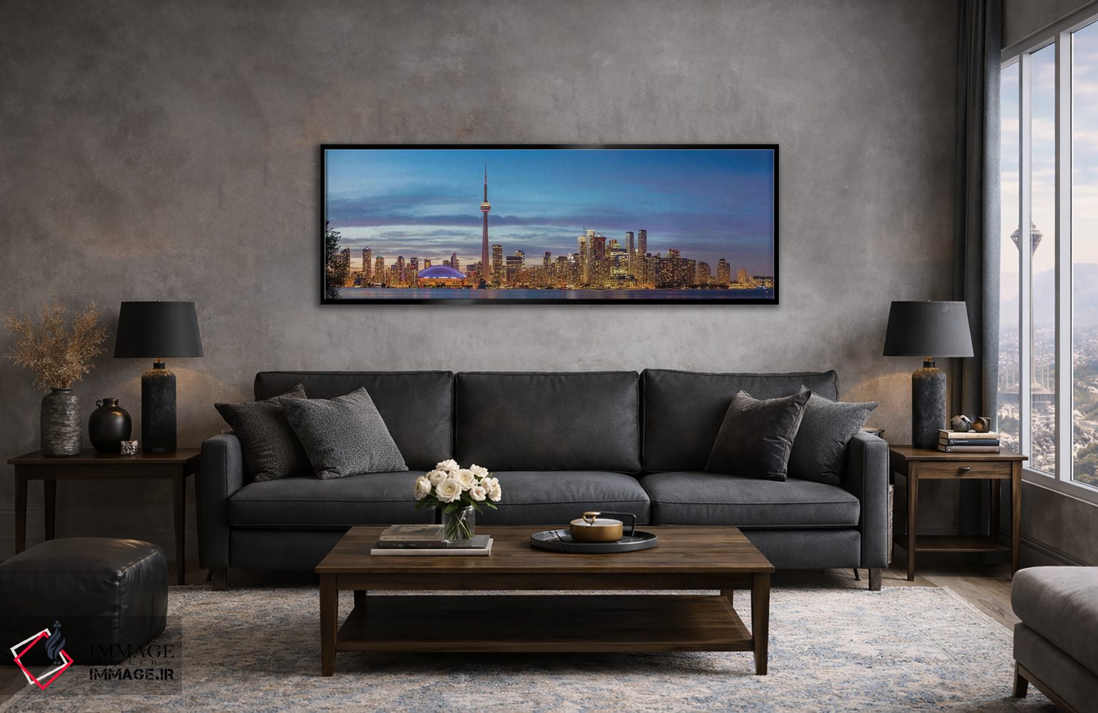 تابلو دکوراتیو نمای افق و برج CN از پارک جزیره تورنتو، تورنتو، انتاریو… اثر پانورامیک ایمجز - D5B