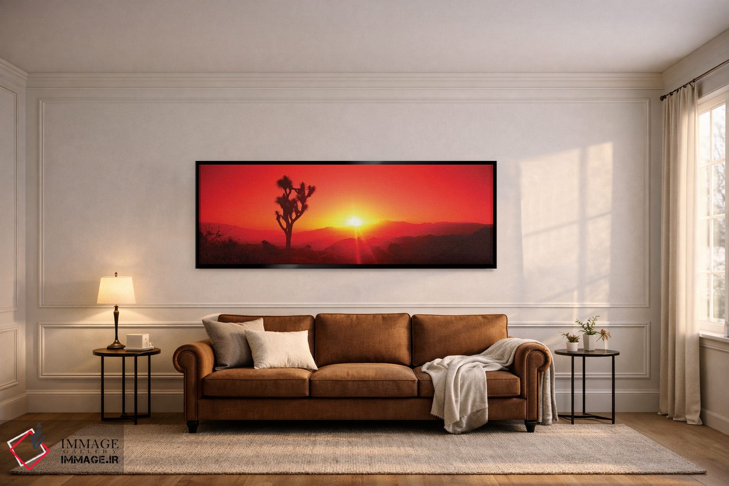 تابلو دکوراتیو سیلوئت درخت جاشوا در هنگام غروب، پارک ملی درخت جاشوا، ک… اثر پانورامیک ایمجز - D6B