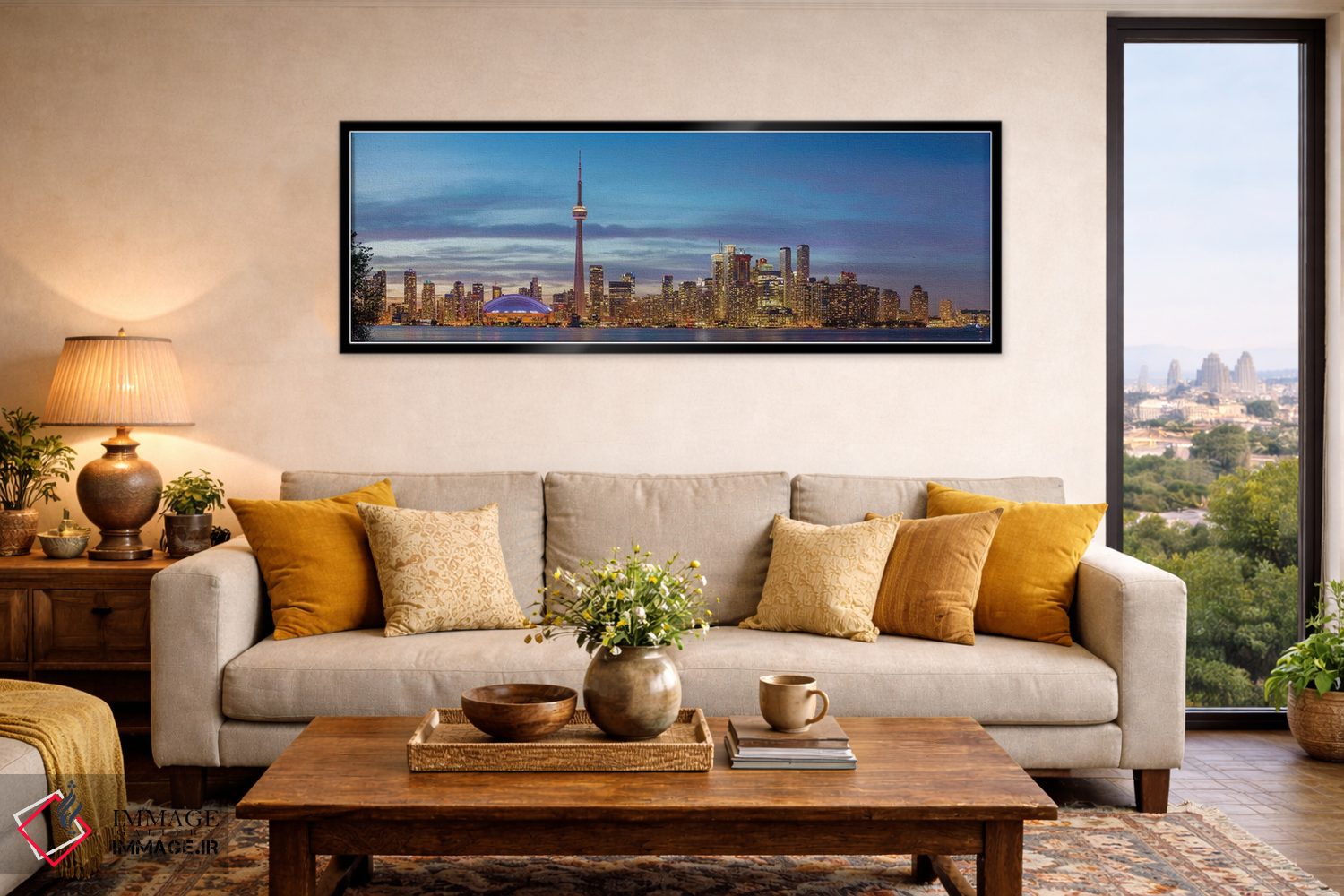 تابلو دکوراتیو نمای افق و برج CN از پارک جزیره تورنتو، تورنتو، انتاریو… اثر پانورامیک ایمجز - D6B