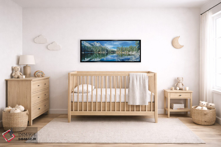 تابلو دکوراتیو کوه و درختان پوشیده از برف که در دریاچه منعکس شده اند… اثر پانورامیک ایمجز - D5B