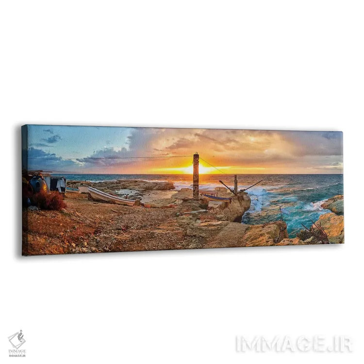 تابلو دکوراتیو "غروب خورشید در امتداد ساحل راوشه، بیروت، لبنان" اثر پانورامیک ایمجز - نمای پرسپکتیو محصول