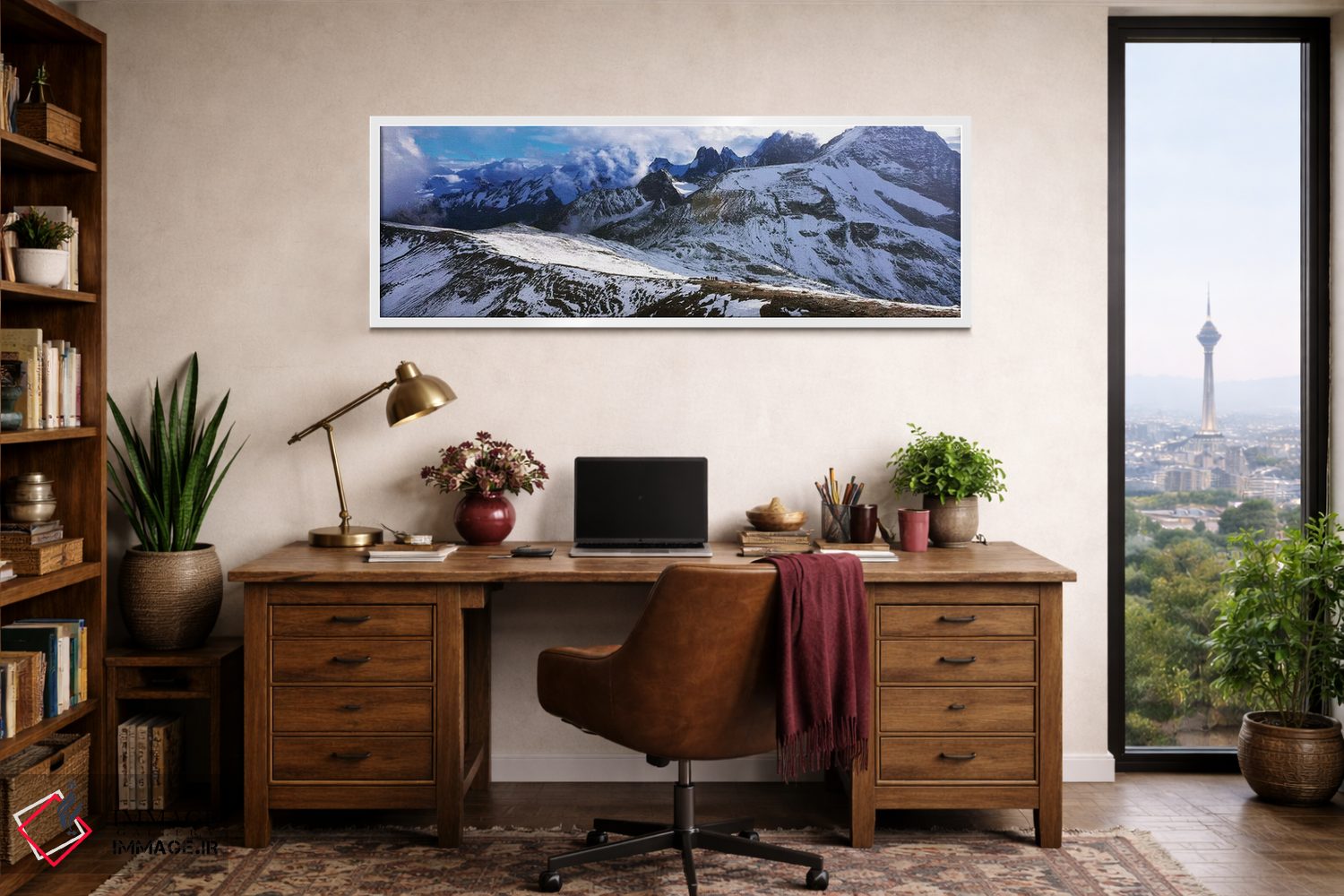 تابلو دکوراتیو رشته کوه های پوشیده از برف در برابر آسمان ابری، پارک اس… اثر پانورامیک ایمجز - D1W