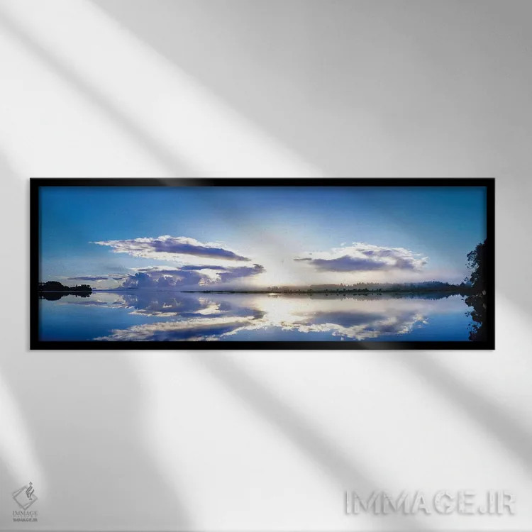 تابلو دکوراتیو "طلوع خورشید منعکس شده بر روی آب، مانگاواهی، نورتلند، ن… اثر پانورامیک ایمجز - نمای قابدار مشکی