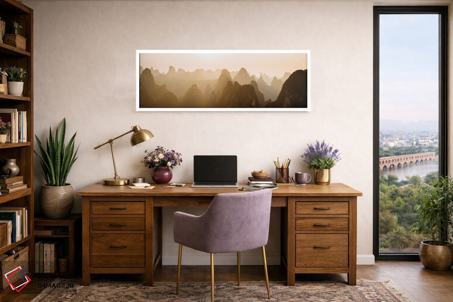 تابلو دکوراتیو "غروب خورشید از تپه های کارست در لائو ژای، شینگ پینگ، گ… اثر پانورامیک ایمجز - D1W