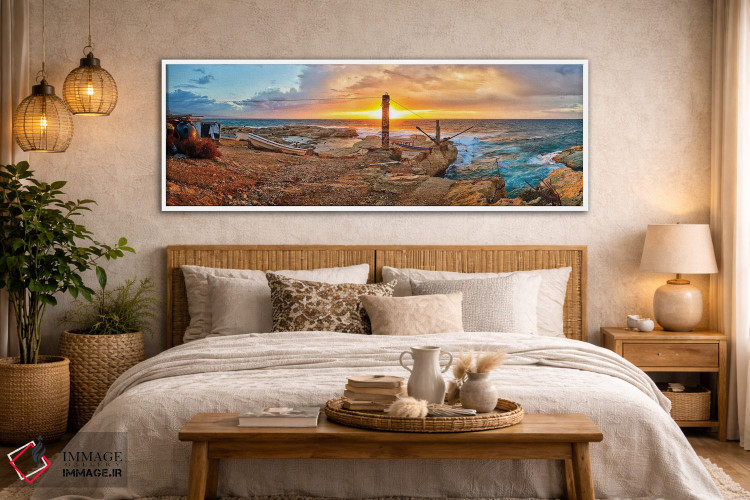تابلو دکوراتیو "غروب خورشید در امتداد ساحل راوشه، بیروت، لبنان" اثر پانورامیک ایمجز - D5W