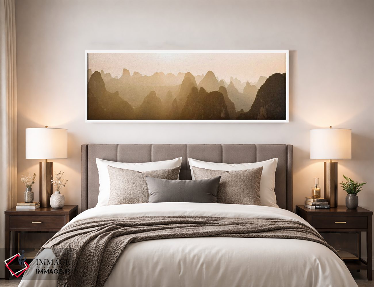 تابلو دکوراتیو "غروب خورشید از تپه های کارست در لائو ژای، شینگ پینگ، گ… اثر پانورامیک ایمجز - D3W