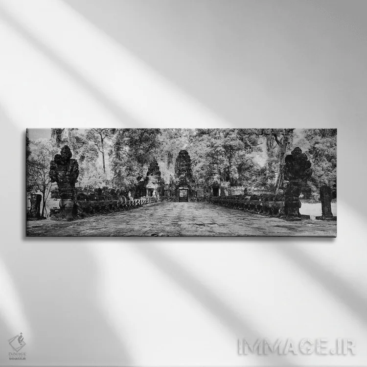 تابلو دکوراتیو "دروازه غربی معبد خمری پراه خان، سیه ریاپ، کامبوج" اثر پانورامیک ایمجز - نمای روبهرو روی دیوار