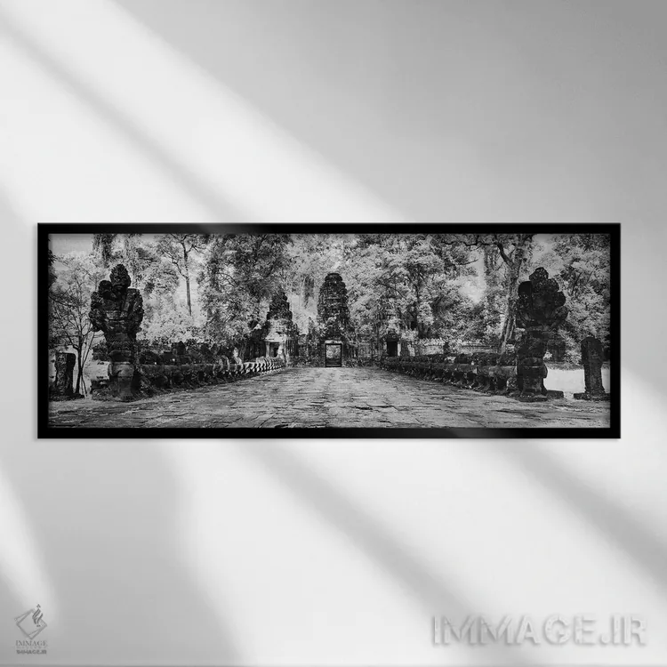 تابلو دکوراتیو "دروازه غربی معبد خمری پراه خان، سیه ریاپ، کامبوج" اثر پانورامیک ایمجز - نمای قابدار مشکی