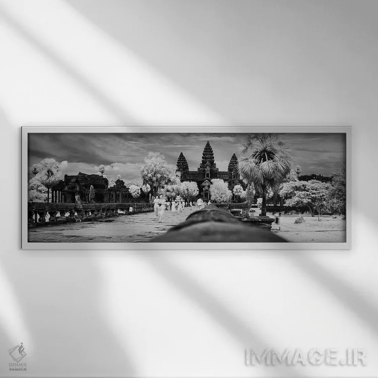 تابلو دکوراتیو "تراس افتخار، آنگکور وات، سیه ریاپ، کامبوج" اثر پانورامیک ایمجز - نمای قابدار سفید