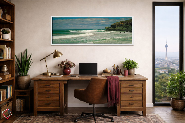 تابلو دکوراتیو "موج ها که به ساحل می شکنند، پشت سر لنکس هد، نیو ساوت و… اثر پانورامیک ایمجز - D1W