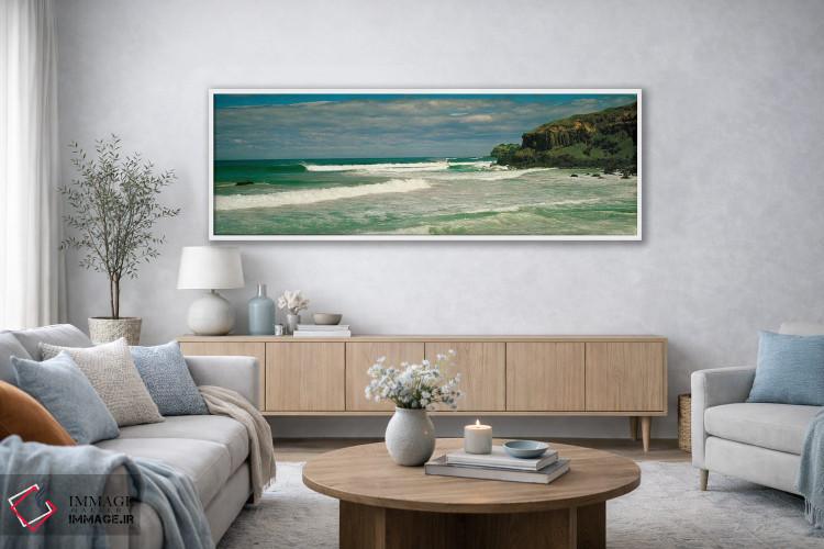 تابلو دکوراتیو "موج ها که به ساحل می شکنند، پشت سر لنکس هد، نیو ساوت و… اثر پانورامیک ایمجز - D3W