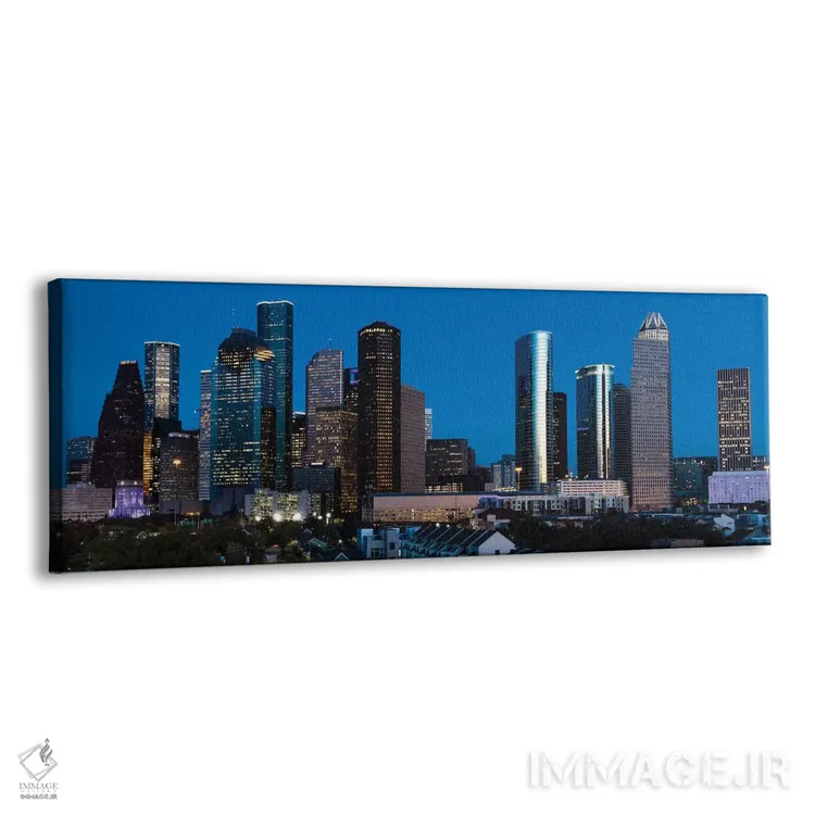 تابلو دکوراتیو ساختمان های بلند در چشم انداز شهری هیوستون که در غروب ر… اثر پانورامیک ایمجز - نمای پرسپکتیو محصول