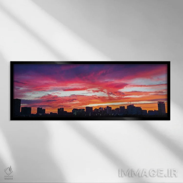 تابلو دکوراتیو چشم انداز غروب رو به مرکز پزشکی و دانشگاه رایس، هیوستون… اثر پانورامیک ایمجز - نمای قابدار مشکی