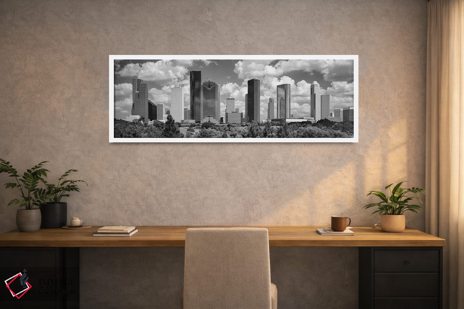 تابلو دکوراتیو آسمان خراش ها در یک شهر، هیوستون، تگزاس، ایالات متحده آ… اثر پانورامیک ایمجز - D1W