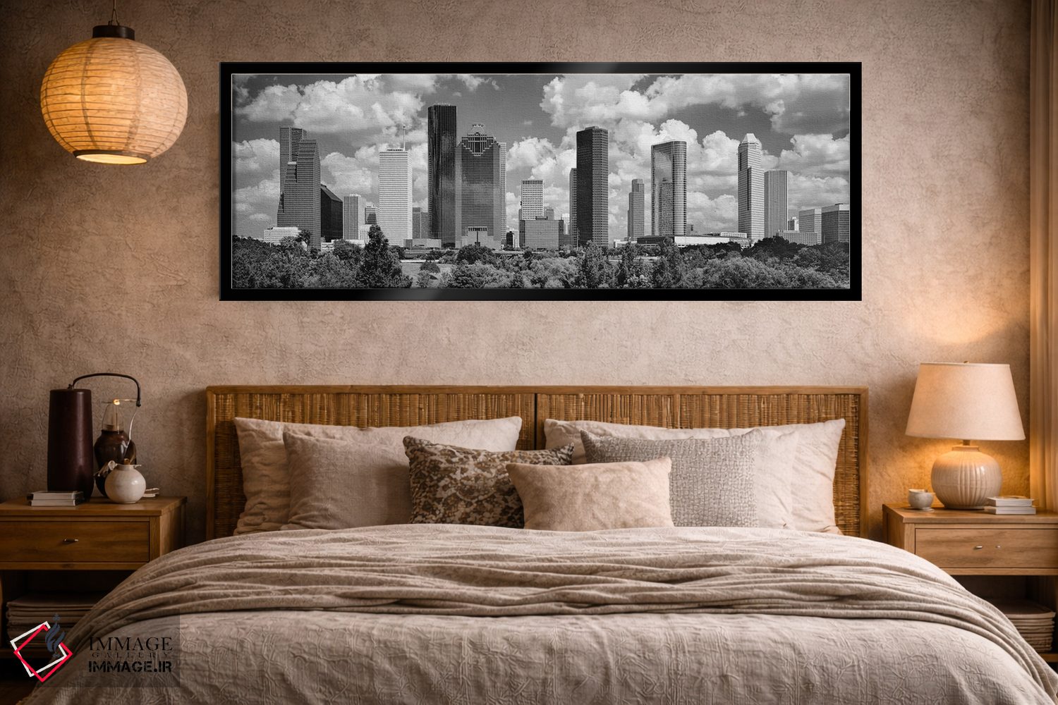 تابلو دکوراتیو آسمان خراش ها در یک شهر، هیوستون، تگزاس، ایالات متحده آ… اثر پانورامیک ایمجز - D5B