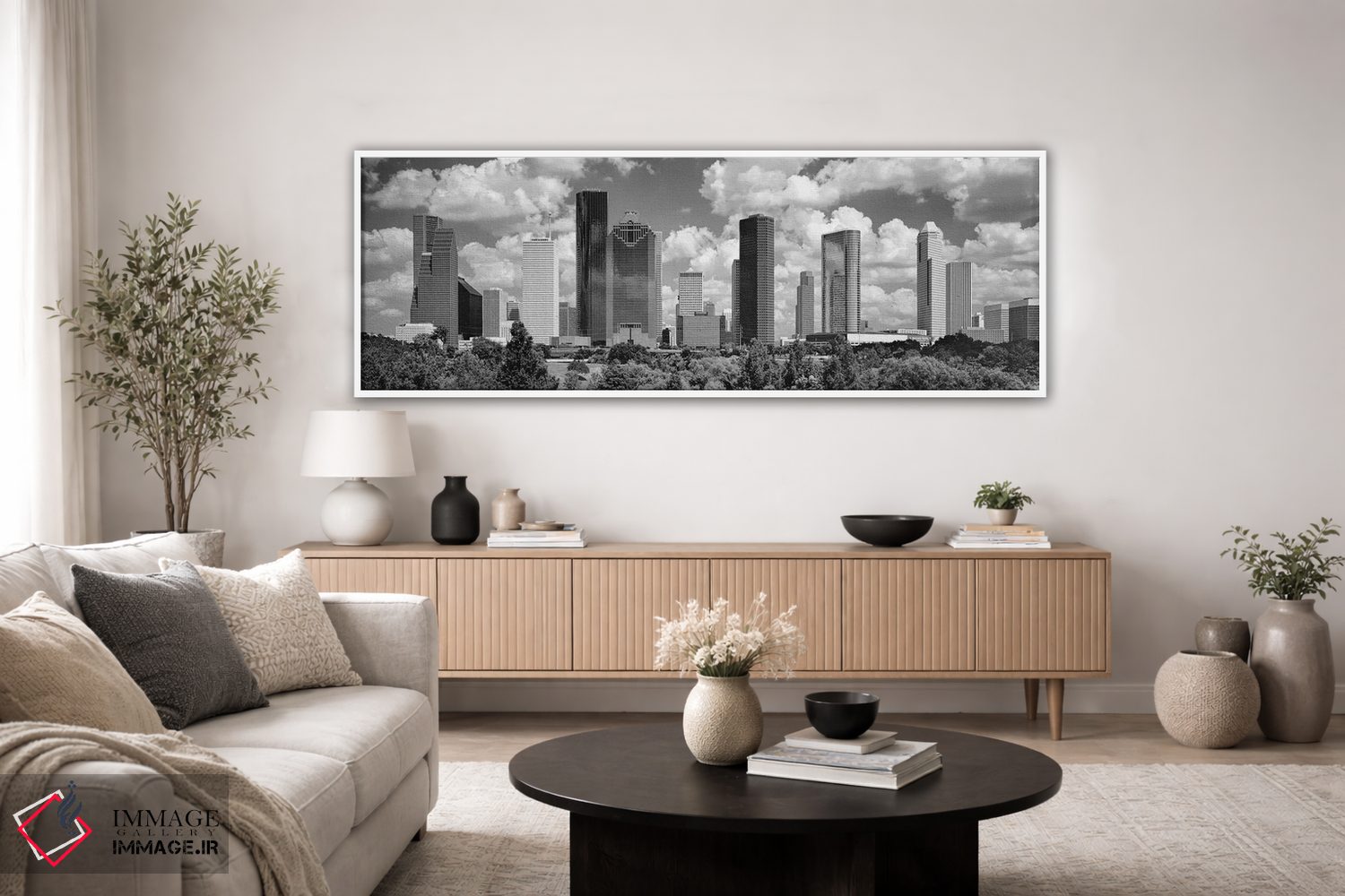 تابلو دکوراتیو آسمان خراش ها در یک شهر، هیوستون، تگزاس، ایالات متحده آ… اثر پانورامیک ایمجز - D4W