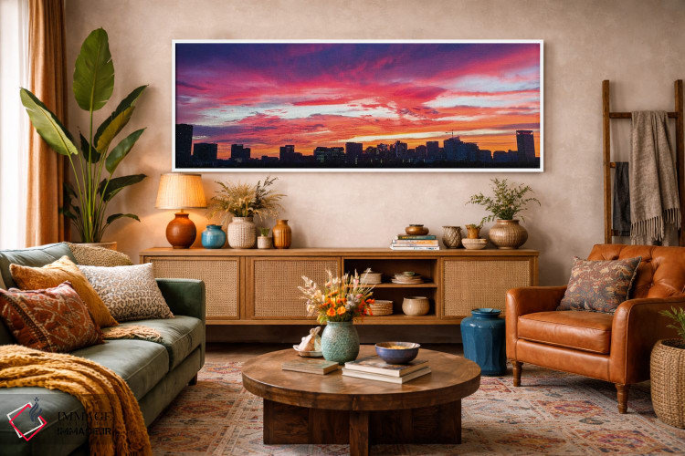 تابلو دکوراتیو چشم انداز غروب رو به مرکز پزشکی و دانشگاه رایس، هیوستون… اثر پانورامیک ایمجز - D1W