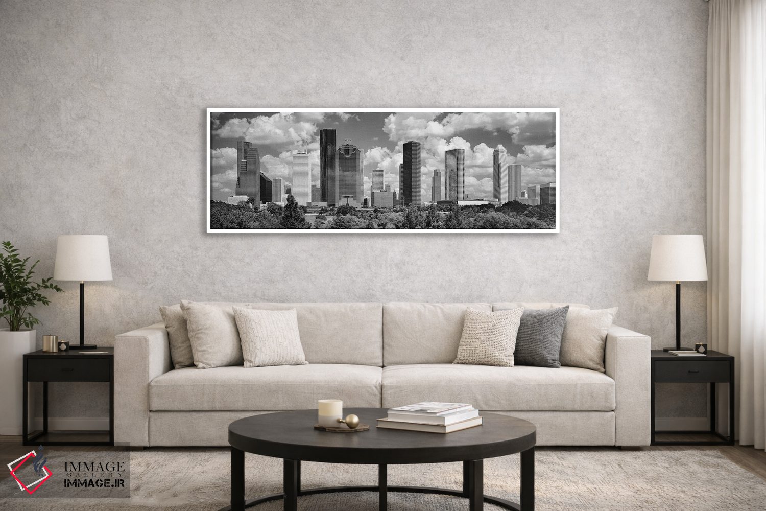 تابلو دکوراتیو آسمان خراش ها در یک شهر، هیوستون، تگزاس، ایالات متحده آ… اثر پانورامیک ایمجز - D6W