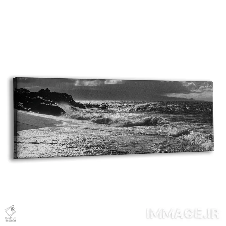تابلو دکوراتیو منظره سیاه و سفید با ساحل و امواج در دریا، مائوی، جزایر… اثر پانورامیک ایمجز - نمای پرسپکتیو محصول