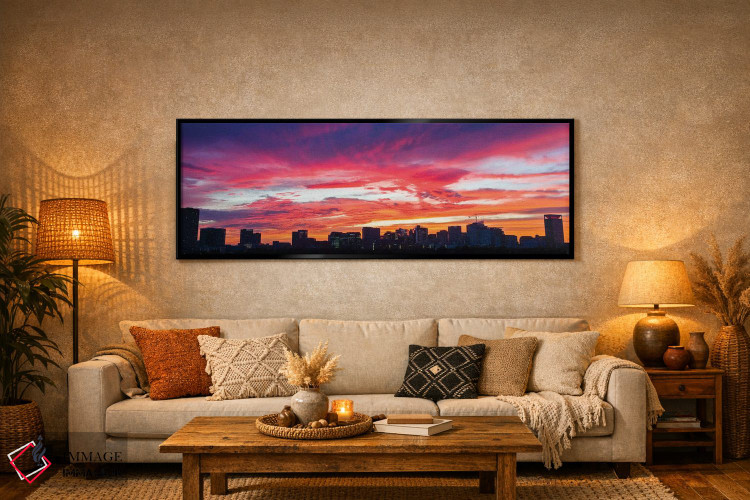 تابلو دکوراتیو چشم انداز غروب رو به مرکز پزشکی و دانشگاه رایس، هیوستون… اثر پانورامیک ایمجز - D6B