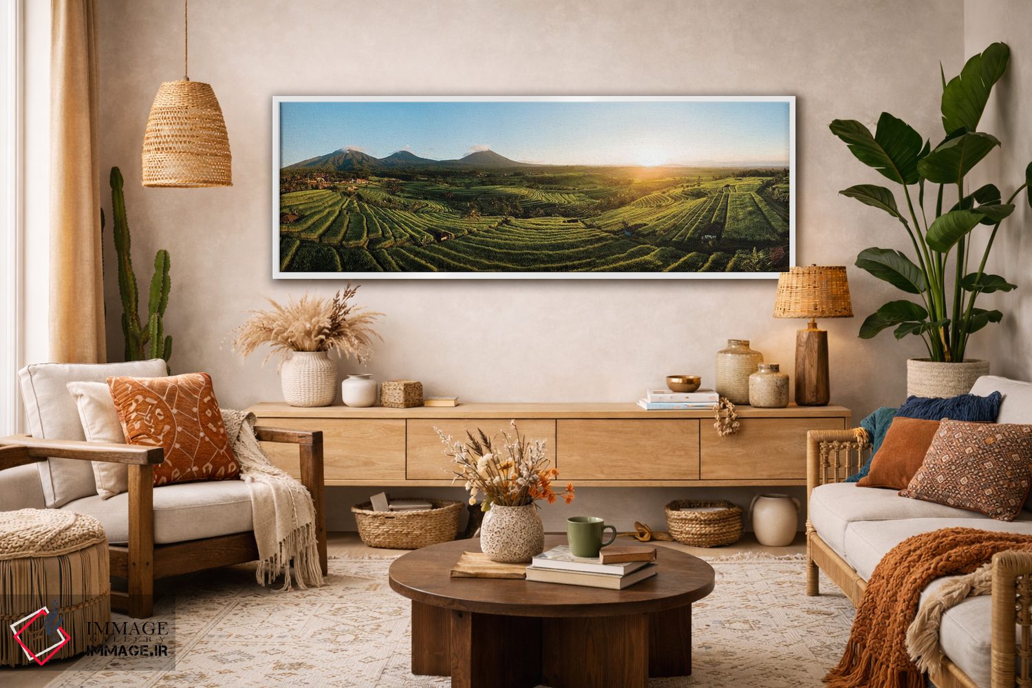 تابلو دکوراتیو نمای هوایی از تراس های برنج جاتیلویو، تابانان، بالی، ان… اثر پانورامیک ایمجز - D4W