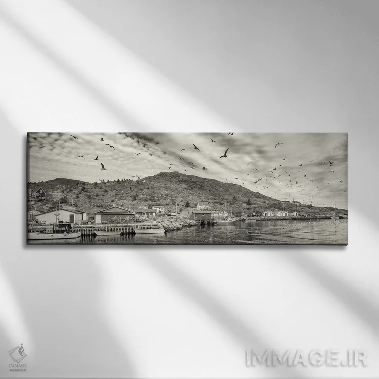 تابلو دکوراتیو قایق های ماهیگیری، پتی هاربر، شبه جزیره آوالون، جزیره ن… اثر پانورامیک ایمجز - نمای روبهرو روی دیوار