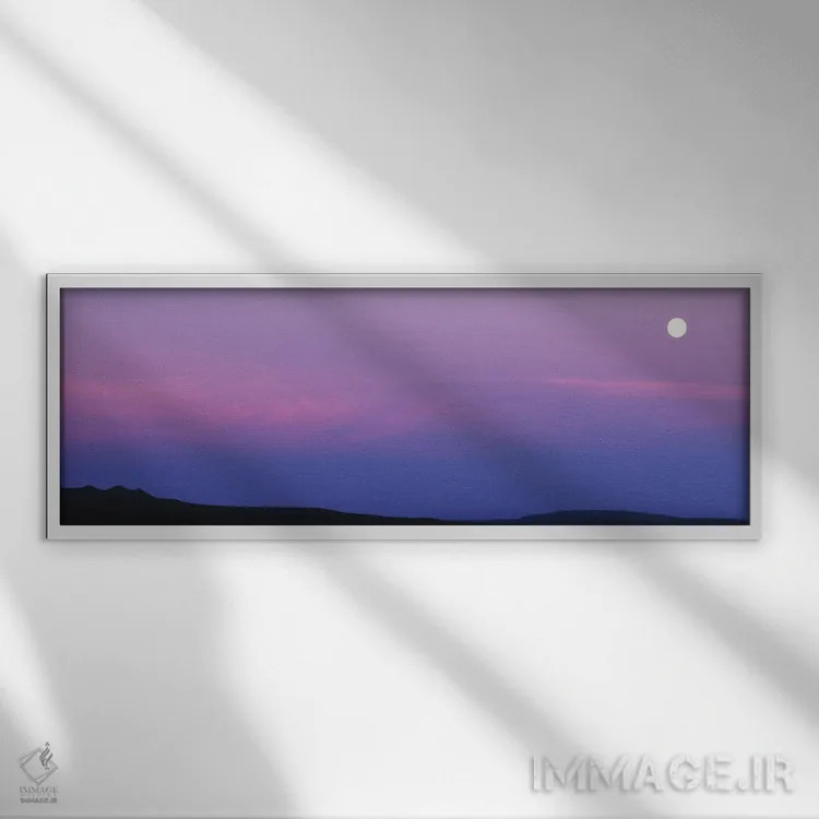 تابلو دکوراتیو ماه کامل در حال غروب بر فراز تریس اورخاس، نیومکزیکو، ای… اثر پانورامیک ایمجز - نمای قابدار سفید