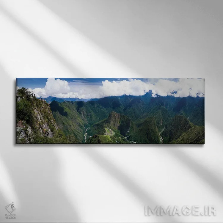 تابلو دکوراتیو خرابه های اینکا در ماچو پیکچو و قله هوئینا پیکچو، آگوآس… اثر پانورامیک ایمجز - نمای روبهرو روی دیوار