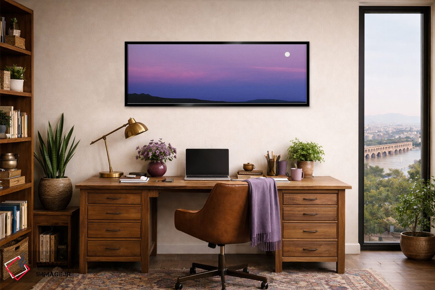 تابلو دکوراتیو ماه کامل در حال غروب بر فراز تریس اورخاس، نیومکزیکو، ای… اثر پانورامیک ایمجز - D2B