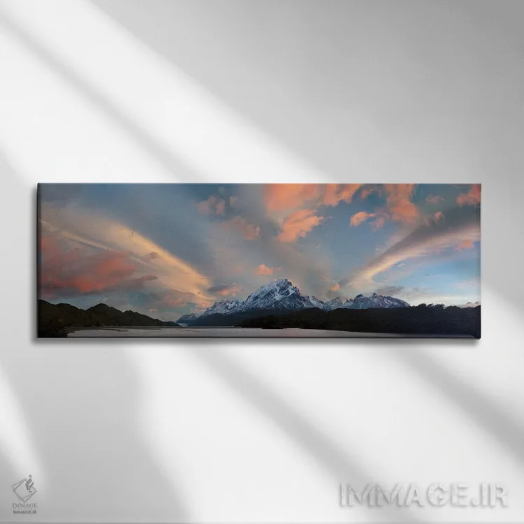 تابلو دکوراتیو منظره ای با دریاچه گری و کوه ها در هنگام غروب، پاتاگونی… اثر پانورامیک ایمجز - نمای روبهرو روی دیوار